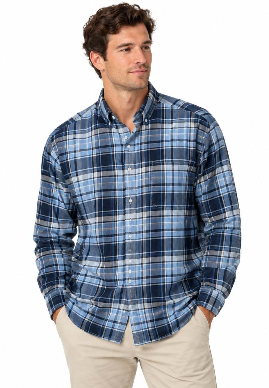 Vineyard Vines Men's Blue Plaid 100% Cotton Button Down Shirt (Size XXL)